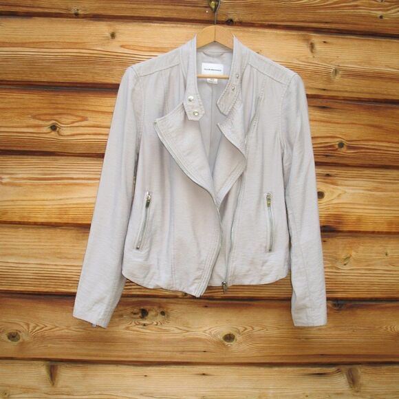 Club Monaco Light Gray Lightweight Moto Jacket - Picture 1 of 10